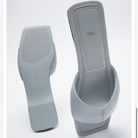 Zara Blue Leather Padded Sandals Size 8/39 - Picture 2 of 5